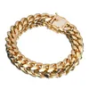 12mm 21 cm kubanska guldarmband Herrsmyckekedja 14K Solid Gold Fill Hip Hop Cuban Chain Round Grind krypterade armband*Diamondlås*