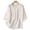 Women's Blouses Lady Summer T-shirt V Neck Half Sleeves Women Top Loose Dating Breathable OL Commute Female Garment