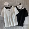 ChannelChannelt Shirt Designer för kvinnliga skjortor med bokstäver och dot mode tshirt med broderade bokstäver sommar kortärmade toppar tee woman kläder443