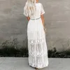 Casual Dresses Dress Spring White Mesh Fairy Woman French Vintage Embroidery Floral Flare Sleeve Summer 2023 Vestidos