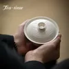 Vareil 140 ml Glacier de cendres rétro Retro Céramique Gaiwan Porcelaine blanche Bol art en relief avec couvercle Kung Fu Tea Tea Maker Gaiwan Hand Grab Pot
