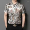 Мужские повседневные рубашки вышивая китайское стиль высокого класса мужская рубашка с короткими рукавами.