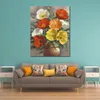 Handmade Canvas Art Autumn Poppies Sung Kim Painting Dining Area with Impressionistic Landscape Decor