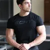 Camisetas Masculinas 2023 Homens Estilo Verão Moda Fitness Camisa Músculo Masculino Lazer Ginásios Mangas Curtas Slim Fit Tee Tops Vestuário