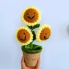 Decorative Flowers Hand-knitted Yarn Crochet Rose Sunflower Pot Artificial Bouquet For Wedding Home Garden Decor Holiday Gift