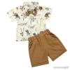 Kleding Sets Jongens Zomer Peuter Baby Cartoon Animal Print Korte mouw Bowtie T-shirt Broek Xmas Holiday Beach Kleding