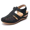 Sandalen Vrouwen Vintage Zomer Auto Draad Scheur Antislip Schoenen Grote Maat Ronde Neus Wig Comfortabel