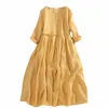 Casual Dresses Plus Size 4XL Women's Dress Summer Overized Cotton Linen Long Shirt Kaftan Vintage Boho Loose Party Midi