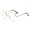 Solglasögon ramar 2023 Big Round Nerd Full Glass för kvinnor och män Eglaslasser Metall Frame Eyewear Vintage Black Gelgas Clear Lenses