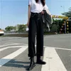 Jeans Femme Jeans Femme All-match Style Coréen Pantalon De Nettoyage Denim Vintage Noir Solide Taille Haute Automne Baggy Chic Ulzzang Rue Casual J230605