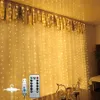 Rideau LED Guirlande Lumineuse 3m x 3m Télécommande 8 Modes d'éclairage Guirlande Lumineuse Alimentée par USB pour Chambre, Vacances, Noël, Décoration de Fête 300 LED colorées