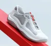 Sportloper witte casual schoenen heren designer Americas cup mat lederen sneaker low-tops hardloopschoenen veter rubberen zool mesh en echt leer 38-46Box