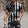 メンズカジュアルシャツMEN'S MENS AMERICAN FLAG TシャツTEE半袖トレーニングマッスルとブラウスの衣類