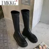 Buty 2021 Trend Krótkie grube buty Kobiety 55 cm pięty Koreańska platforma w stylu mody swobodny rycerz buty Midcalf Motorcycle Boots Z0605