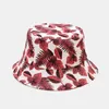 Wide Brim Hats LDSLYJR Cotton Leaf Printing Bucket Fisherman Outdoor Travel Sun Hat Male and Female 345 G230603