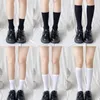 Frauen Socken Sexy Schwarz Weiß Gestreifte Lange Strumpfhosen JK Frau Samt Lolita Solide Hoch Über Knie Elastische Cosplay Oberschenkel strümpfe