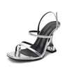 NXY Sandaler Design Silver Snake Grain Transparent Perspex Crystal High Heels Women Sexig Peep Toe Ankle Buckle Strap Shoe 230511