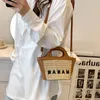 Evening Bags Luxury Straw Basket Bag Women Handbags Splicing Letter Shoulder Crossbody Bohemian Rattan For 2023 Designer