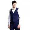 Abiti da uomo Nero Blu 2 pezzi Gilet Pantaloni Uomo Abiti da sposa Abiti da festa per la cena Gilet Pantaloni Abito da uomo su misura Trajes De Hombre