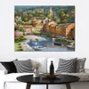 Village italien port Sung Kim peinture paysage urbain contemporain toile Art mural pour décor de cuisine peint à la main