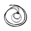 Choker Double Circle Pendant Necklace Wax Leather Rope Sweater Chain 40 GB