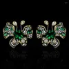 Boucles d'oreilles CIZEVA dames élégantes couleur or noir papillon cubique zircone bijoux femmes fête de mariage à la mode