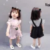 Clothing Sets 2pcs Cute Toddler Baby Girl T-shirt and Suspender Shorts Outing Clothes New Fashion Bay Suits (No Shoes No Bag)