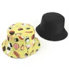 Wide Brim Hats LDSLYJR cotton ice cream cake printing bucket fisherman outdoor travel men and women sun hat 296 G230603