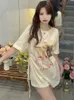 Tシャツディープタウン韓国ストリートアパレルグラフィックY2K KPOP KAWAII CATプリントトップスイートハラジュクビンテージ美学Tシャツ女性P230603