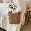 Summer Women Weave Straw Tote Bag For New in Travel Beach Bags Lady Shaot Side Handväskor Kort handtag 230424