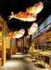 Lampes suspendues Lustre en forme de poisson Restaurant rétro chinois Pot Décoration Carpe