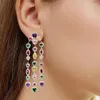 Pendientes colgantes Gota de amor europea Zircon largo Banquete de lujo Super Flash Boda nupcial Joyería fina Accesorio de borla avanzado