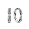 925 Sterling Zilver Twist Of Fate Hoop Oorbellen voor Pandora Crystal Diamond Circle Earring designer sieraden voor vrouwen meisjes luxe bruiloft oorbel met originele doos