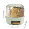 Garrafas de armazenamento Dispensador de cereais Recipiente grande para alimentos Grelha Rotativa Cilindro de medição de arroz com tampa