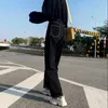 Dżinsy damskie dżinsy kobiety w stylu koreańskim mopping spodni jeansowy czarny czarny solidny wysoki talia jesień worka elegancka Ulzzang Street Casual J230605