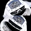011-FM Automatic Flyback Chronograph Mens Watch Baby Black/White Ceramic Skeleton Dial Sapphire Crystal Sapphire Oversize Relógios Luxo Relógio de Pulso 6 Cores