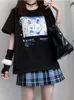 T-shirt Deeptown Kawaii Anime Graphic Summer Cute Cartoon Crescent Rabbit Print T-shirt Harajuku Top Women's Korean Clothing P230603