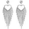 Dangle Earrings Fashion Style Drop Women's Rhinestone Heart Big Tassel Claw Chain Pendant Dinner Wedding Jewelry