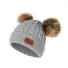 Berets Girls Boys Cap en tricot Ball chaud bébé chapeau hiver