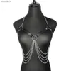 Ketting Lederen Borst Harnas Vrouwen Sexy Fetish Lingerie Body Bondage Kooi Jarretellegordel Bretels Erotische Kousen Gothic Kleding L230518