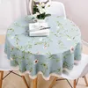 Table Cloth Garden Cotton Small Flower Print Linen European Round Table Cloth Green Wavy Lace Party Decoration R230605