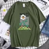 Camisetas masculinas The Dancing Flower Move Out Of Box Print Shirt Versátil Brand Mens Tshirts soltos Cotton Tops Casual Street Masculino