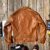 Men's Jackets Tailor Brando Fine And Light Sunset Yellow Tire Leather Jacket TALON Zipper American Retro Mendoza Fashion