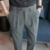 Männer Hosen 2023 Sommer Gestreiften Anzug männer Slim Fit Knöchel Länge Gerade Elasti Casual Mode Business Sozialen Kleid Hose