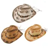 Boinas Fashion Cowboy Sombrilla de paja Gead Western Sunshade para ropa diaria al aire libre