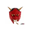 Maschere per feste Vintage giapponese buddista Male Oni Noh Hannya Maschera Costume di Halloween Horror Rosso Bianco Goccia Consegna Giardino domestico Festivo S Dhdr3