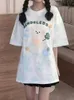 Футболка Deeptown Галстук краситель каваи для медведя футболка Harajuku Sweet Girl Рубашка женская милая повседневная узора топ-лето P230603