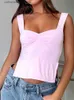 Débardeurs pour femmes Camis CHRONSTYLE Femmes Y2K Col Carré Débardeur Crop Tops Vintage Sexy Side Split Spaghetti Strap Camis Été Mignon Mini Gilets Streetwear T230605