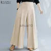 Pantalones de mujer Capris ZANZEA Mujer Cintura elástica Pantalones de pierna ancha Pantalones sueltos de otoño Culottes Elegante Oficina Señoras Casual Palazzo Work Pantn J230605