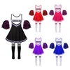 Cheerleading Enfants Cheerleading Costume School Girls Cheerleader Uniformes Cheer Dance Outfits pour Halloween Cosplay Robe avec Chaussettes Fleur 230603